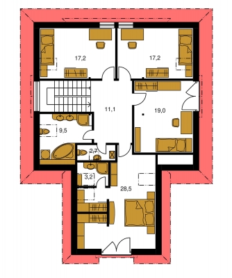 Image miroir | Plan de sol du premier étage - NOVA 223